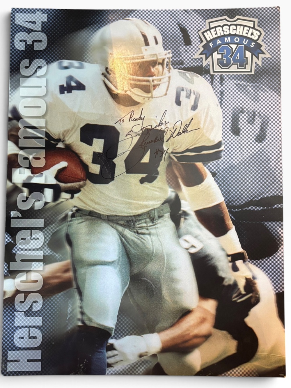 Herschel Walker Signed Canvas Wall Art Herschel's Famous 34 Autographed 18X24